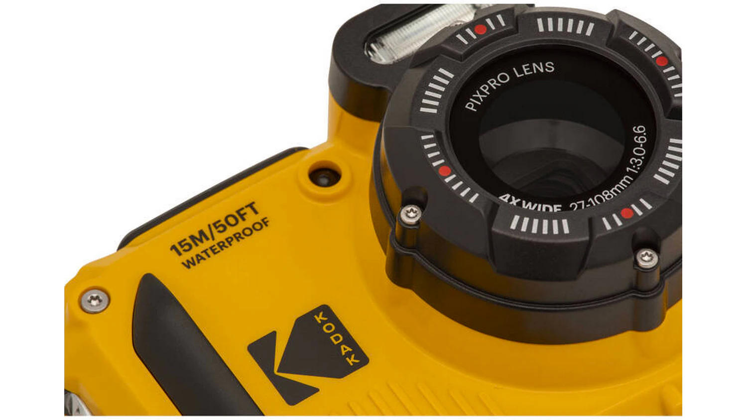 Kodak WPZ2 Yellow bundle detail na objektiv