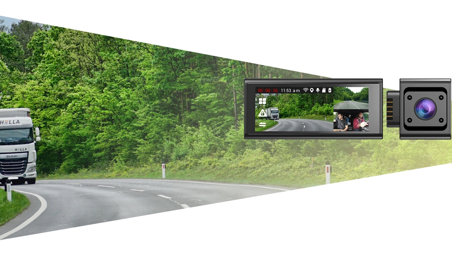 Kamera NAVITEL RC3 PRO s fotografiou cesty s kamiónom