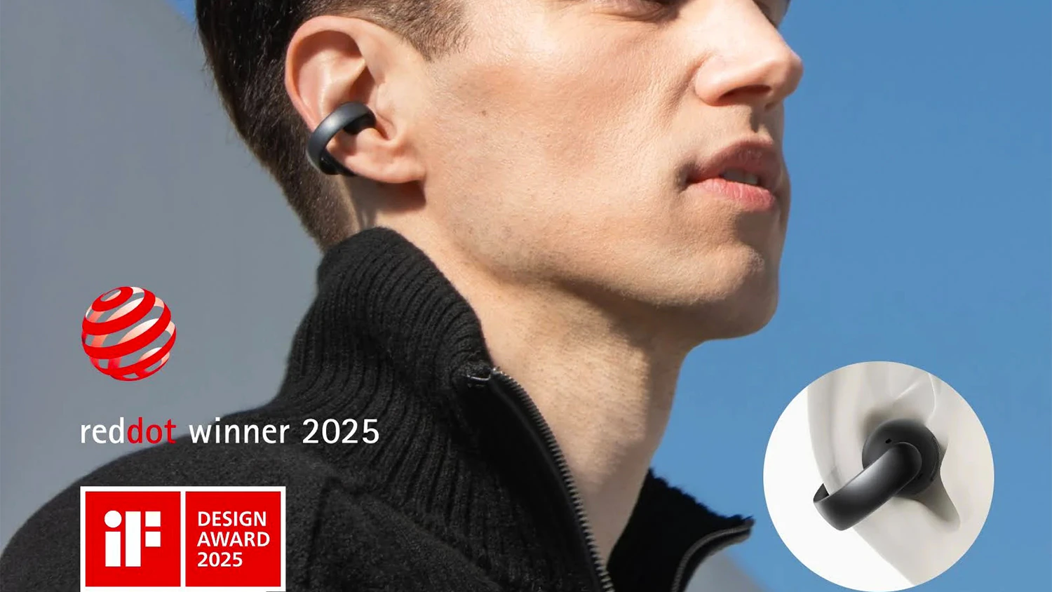 Slúchadlá Anker Soundcore AeroClip – ukážka nosenia slúchadiel