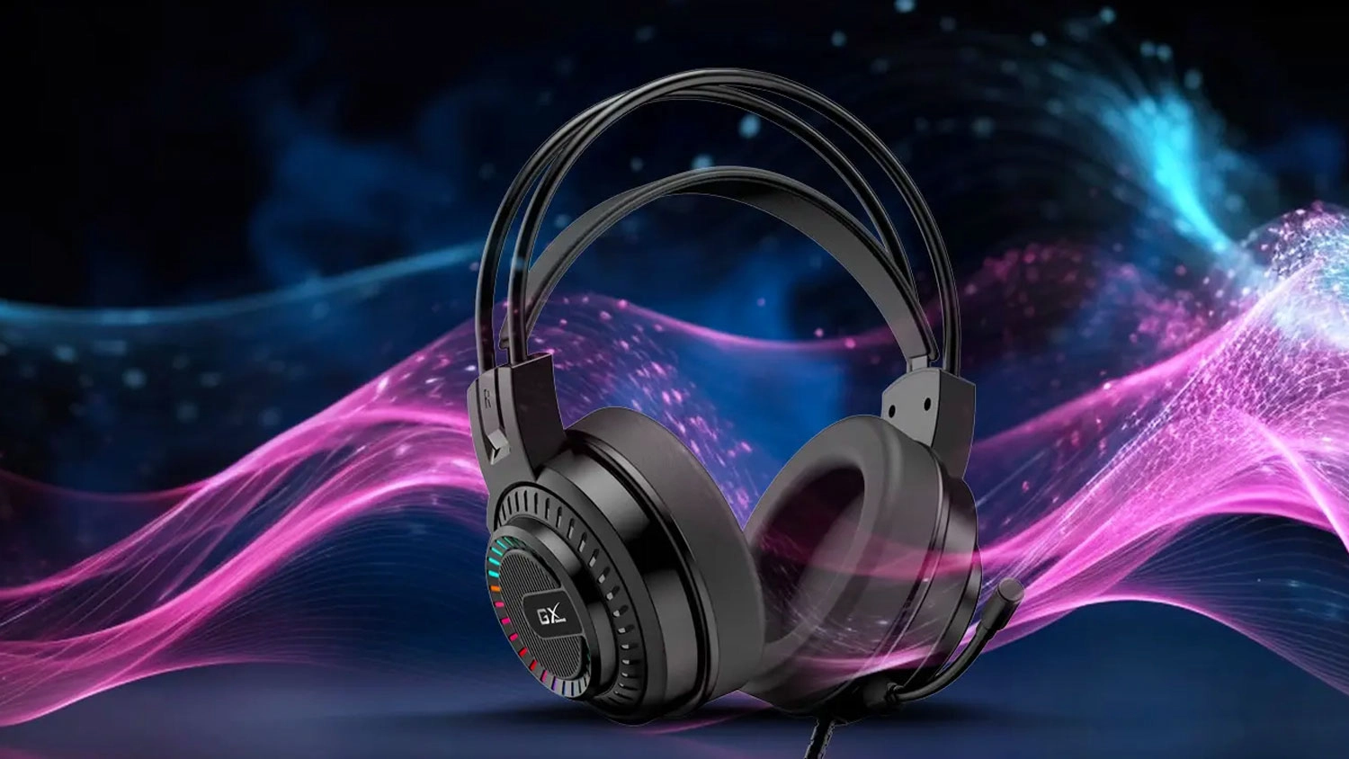 Herní sluchátka Genius GX GAMING HS-GX570U na barevném pozadí