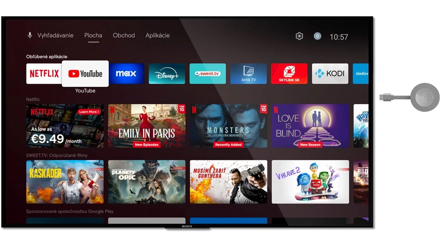 Multimediálne centrum HOMATICS Dongle G+ Sweet.TV a aplikácie v TV