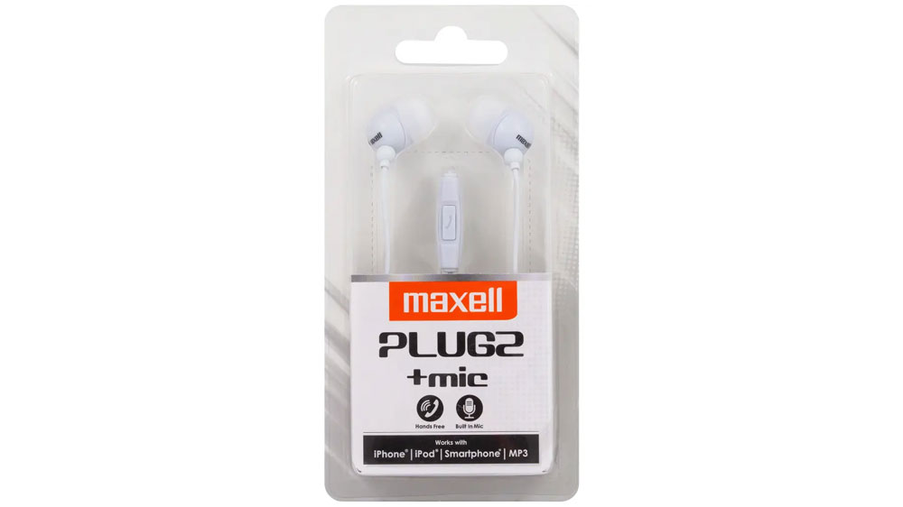Slúchadlá Maxell PLUGZ+ MIC WHITE v krabičke_03
