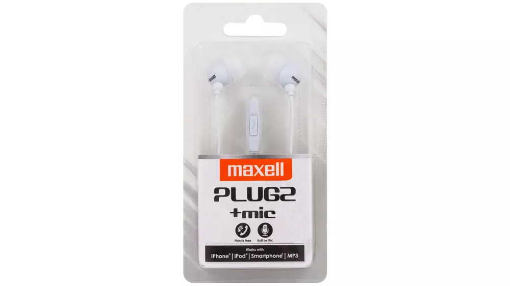 Slúchadlá Maxell PLUGZ+ MIC WHITE v krabičke_03