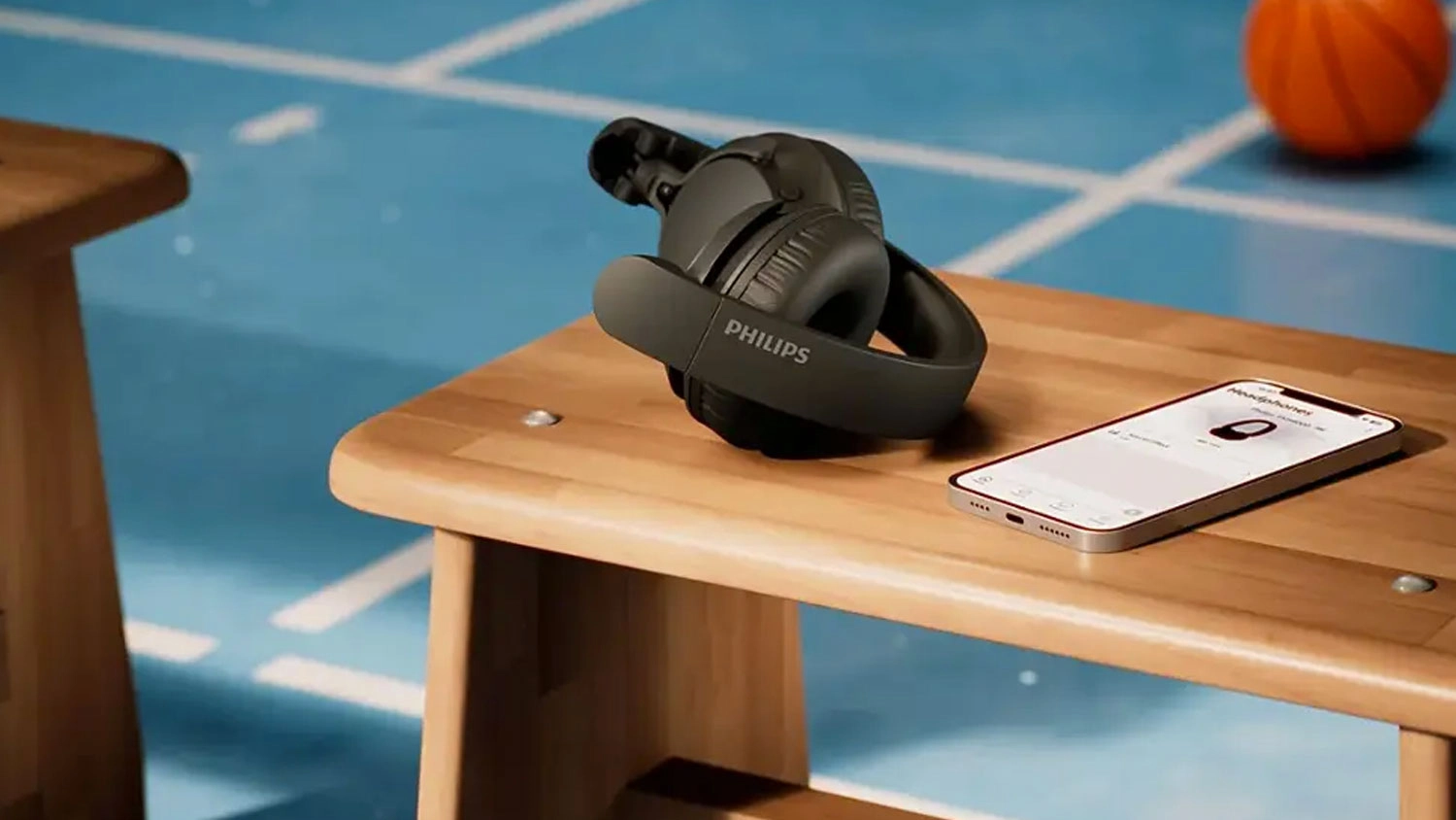 Bezdrôtové slúchadlá Philips na stolíku