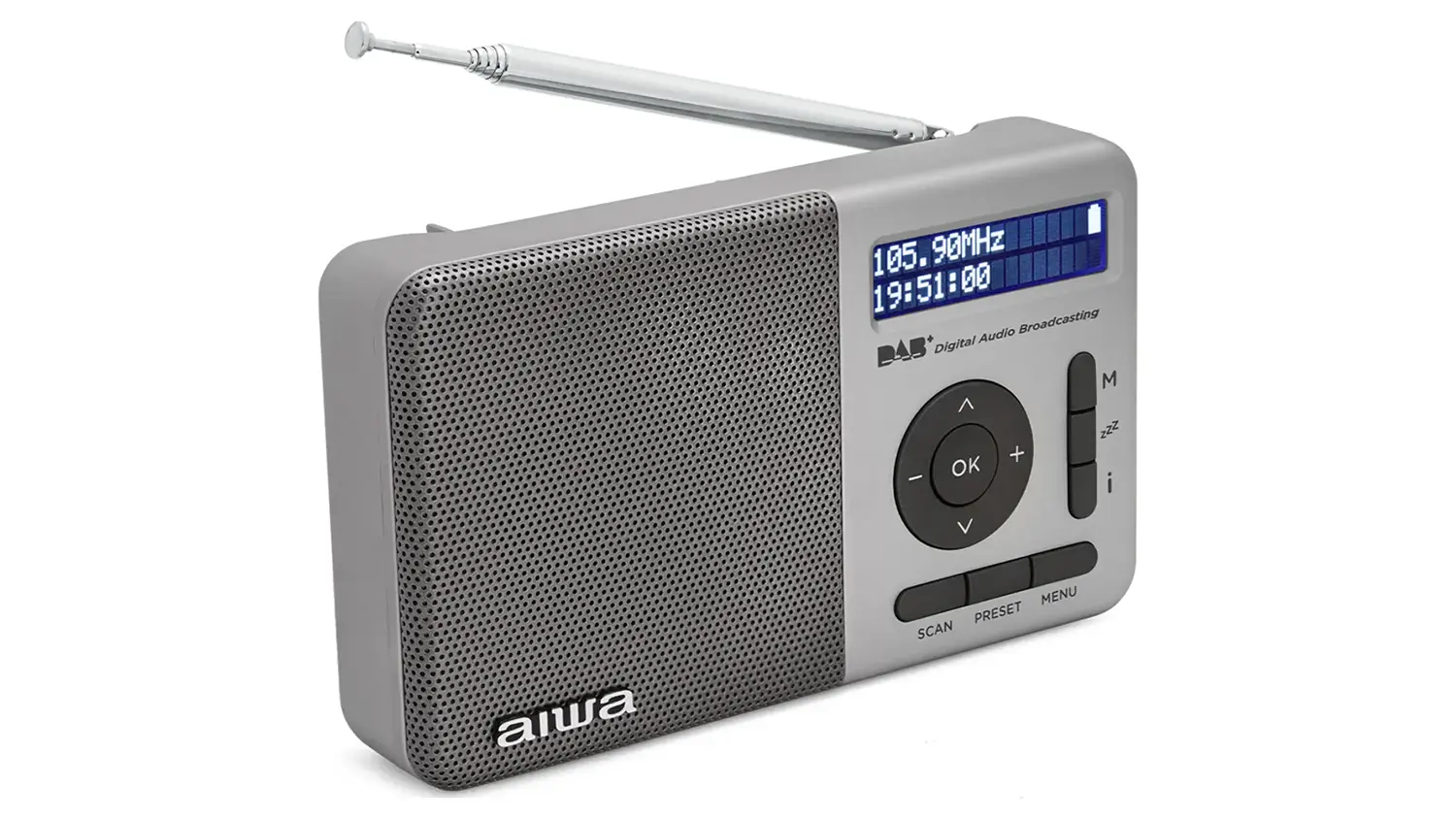 Čeln&iacute; pohled na r&aacute;dio Aiwa RD-40DAB/SL.