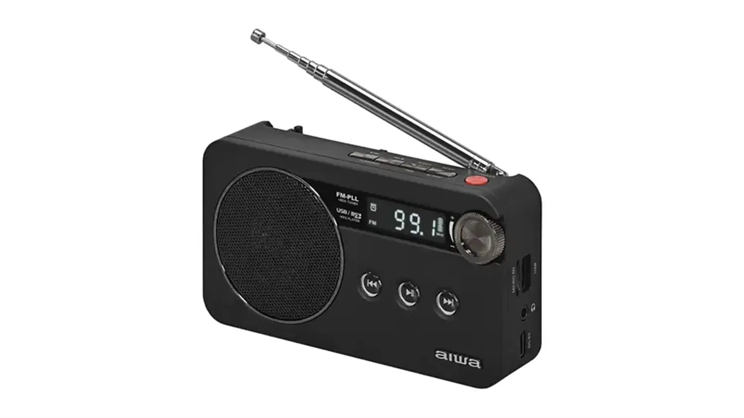 Bočný pohľad na rádio Aiwa RS-77PLL.