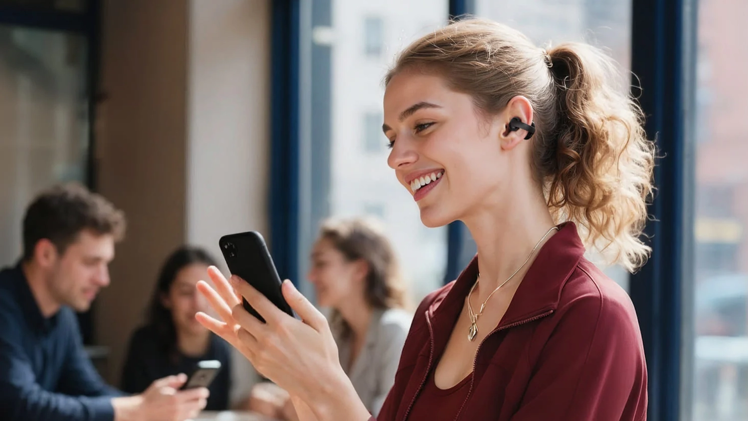 Žena s bezdrôtovými slúchadlami Soundcore C50i