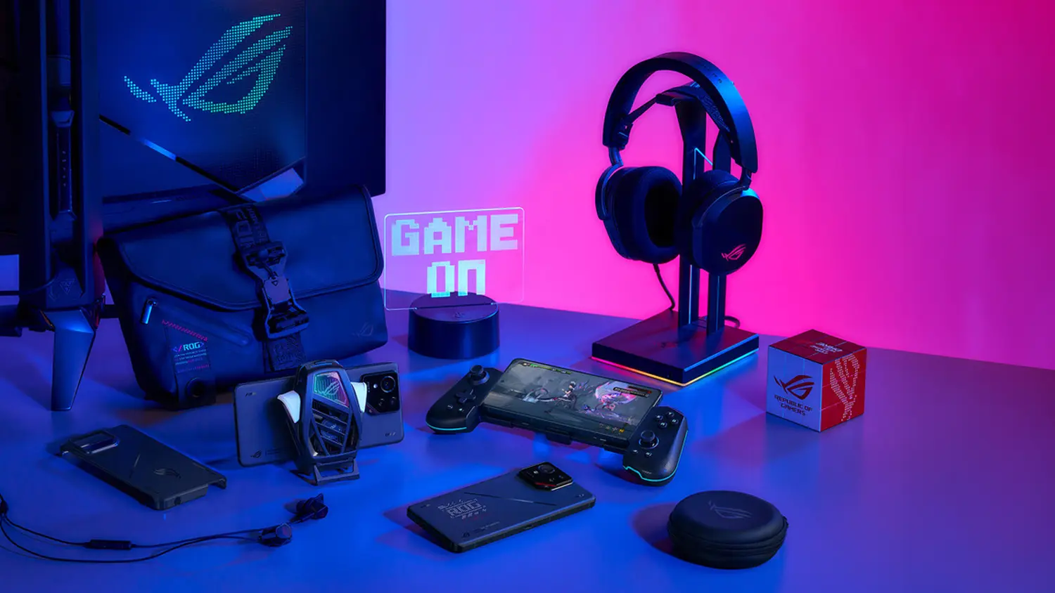 Headset Asus ROG Pelta Black na vybavenom hernom stole