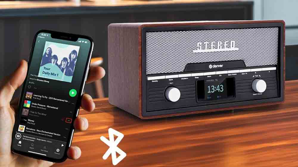 Mikrosystém Denver MDA-525DW pripojený k telefónu cez Bluetooth