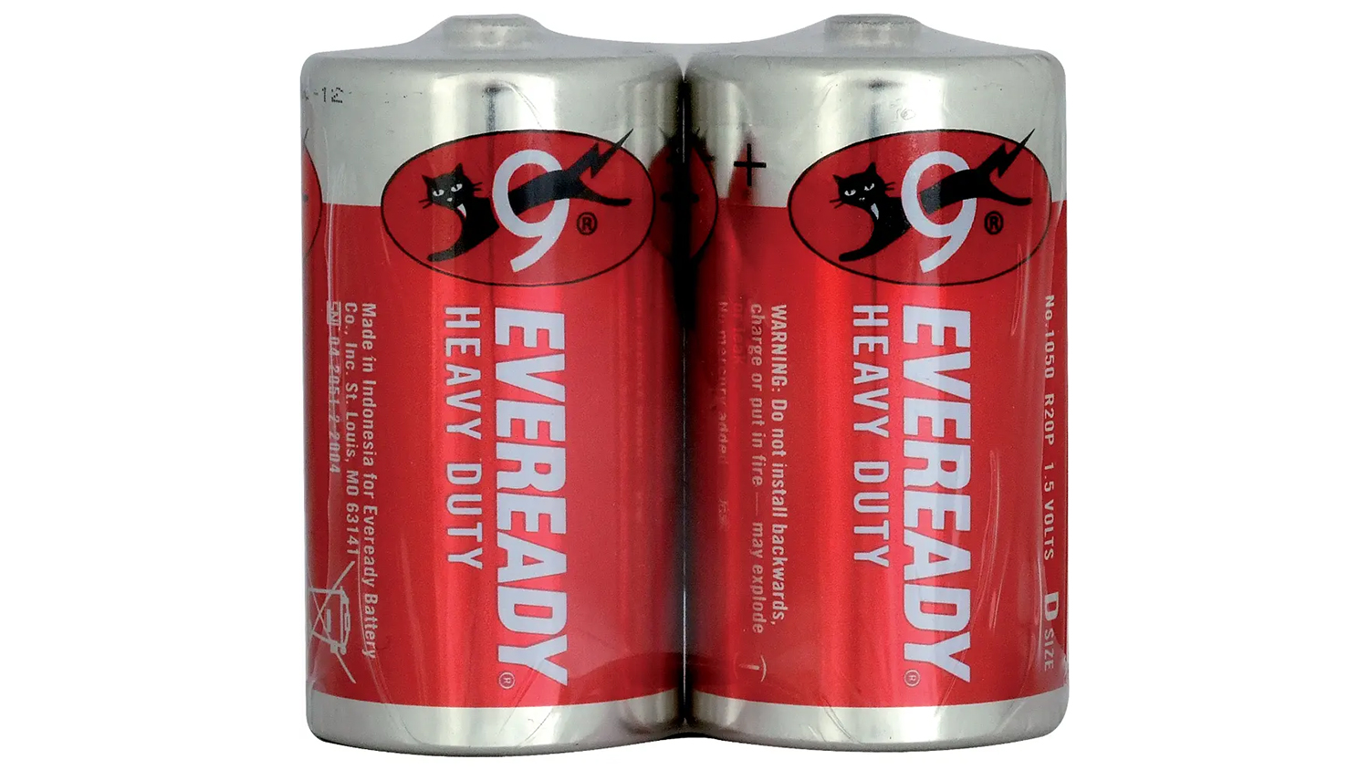Bat&eacute;rie Energizer E. RED R20/D 2x na bielom pozad&iacute; zobrazuj&uacute;ce celkov&yacute; dizajn balenia