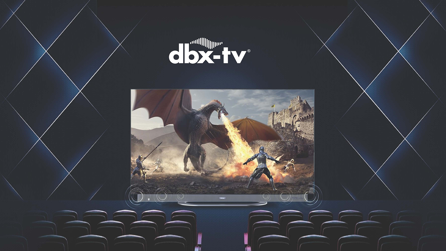 OLED televize Haier H55C95EUX před řadou sedaček_04