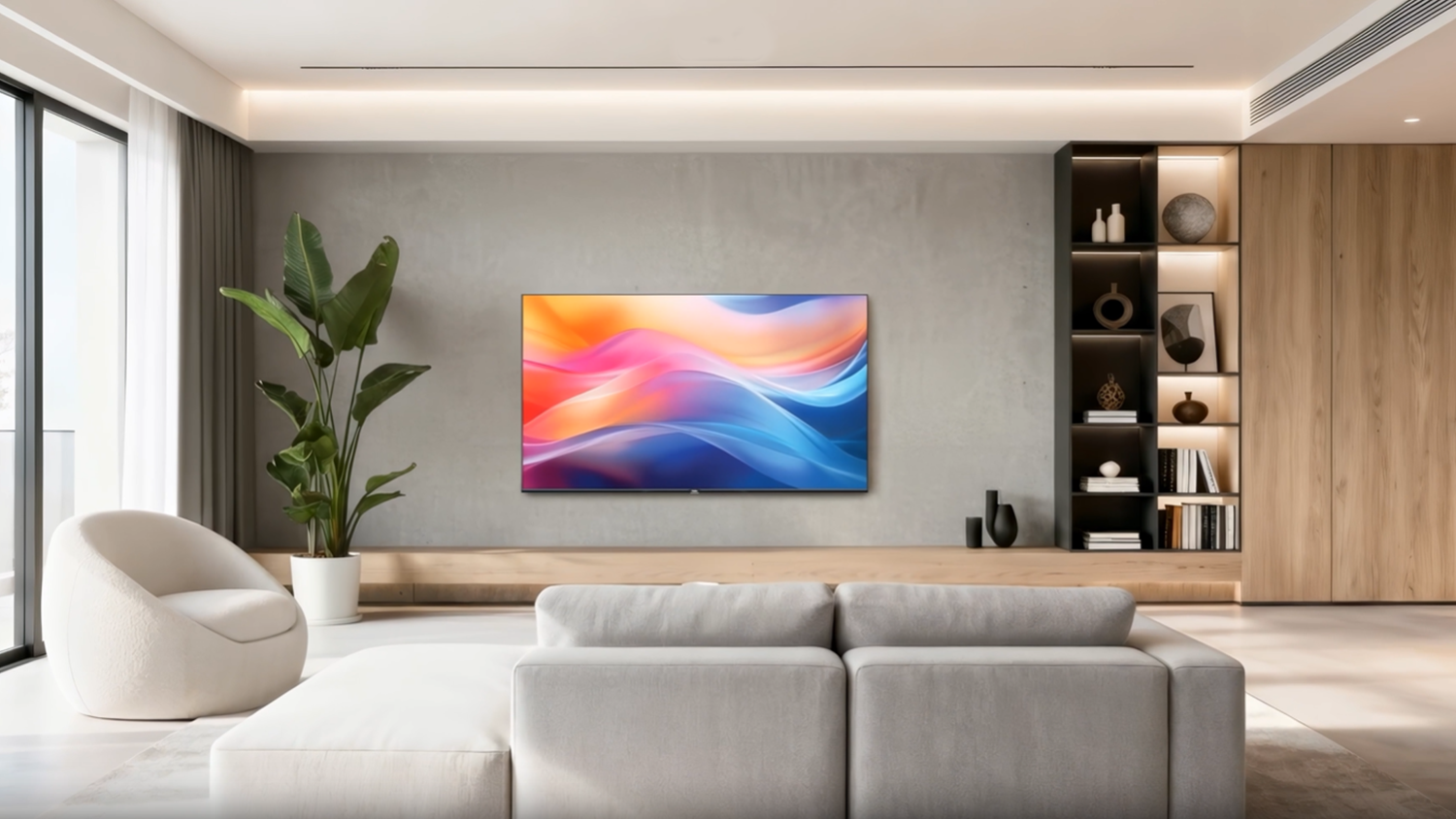 QLED televize Haier H65S80FUX obývacím pokoji