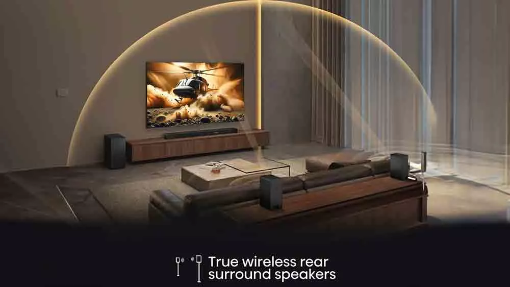 Soundbar Hisense AX5140Q s bezdr&ocirc;tov&yacute;m subwooferom a zadn&yacute;mi reproduktormi