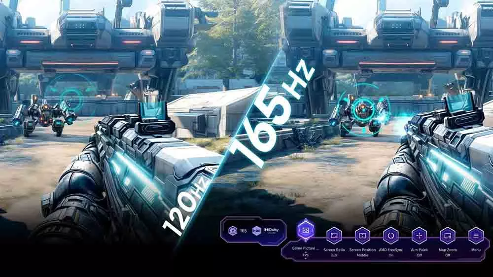 Porovnanie obrazu so 120 Hz a 165 Hz