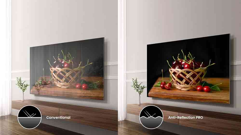 Vizualizace technologie Anti-Reflection PRO na RGB-MiniLED televizi Hisense 116UXQ_05