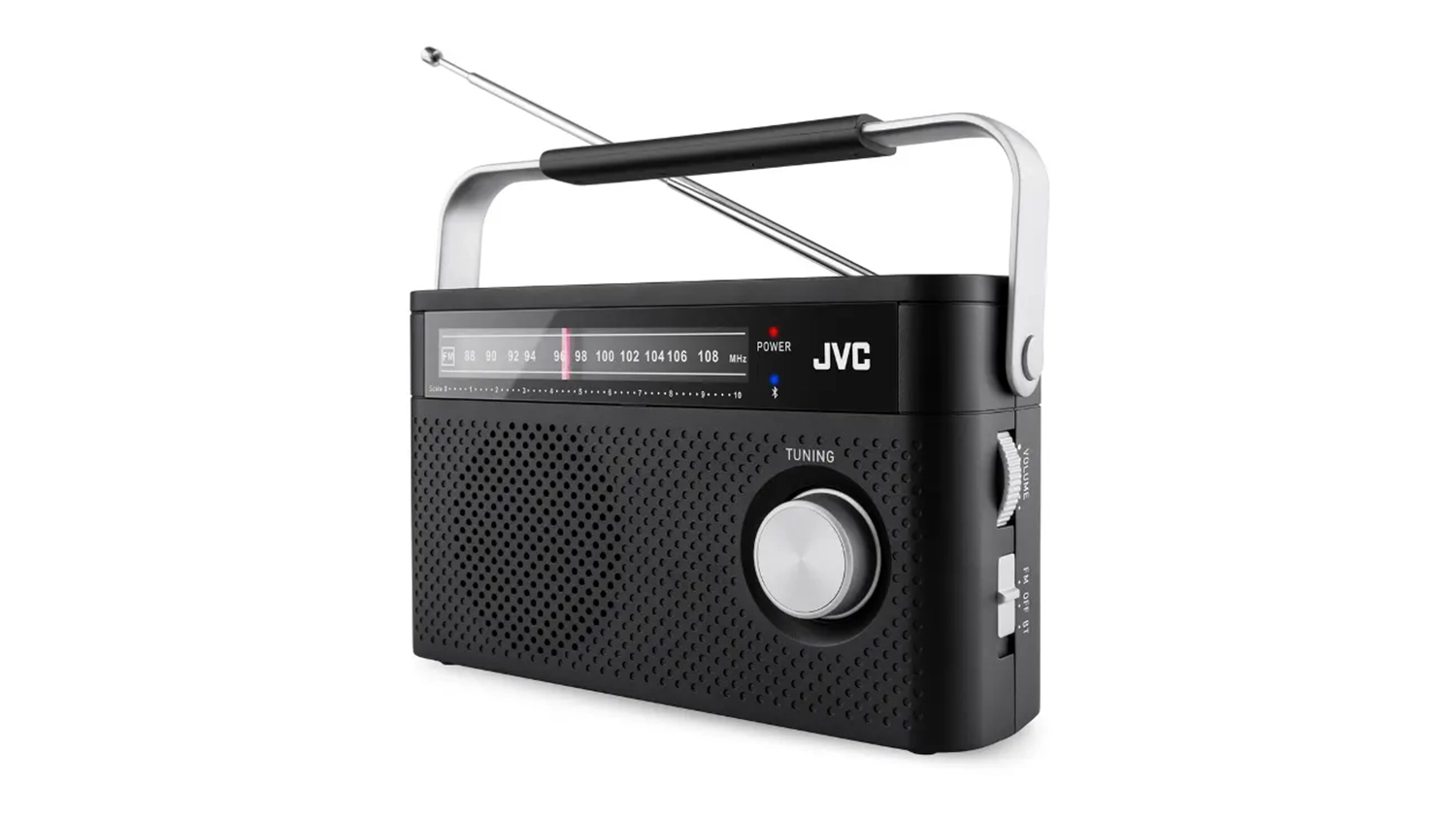 Radiopřijímač JVC RA-E315B černý – přední šikmý pohled