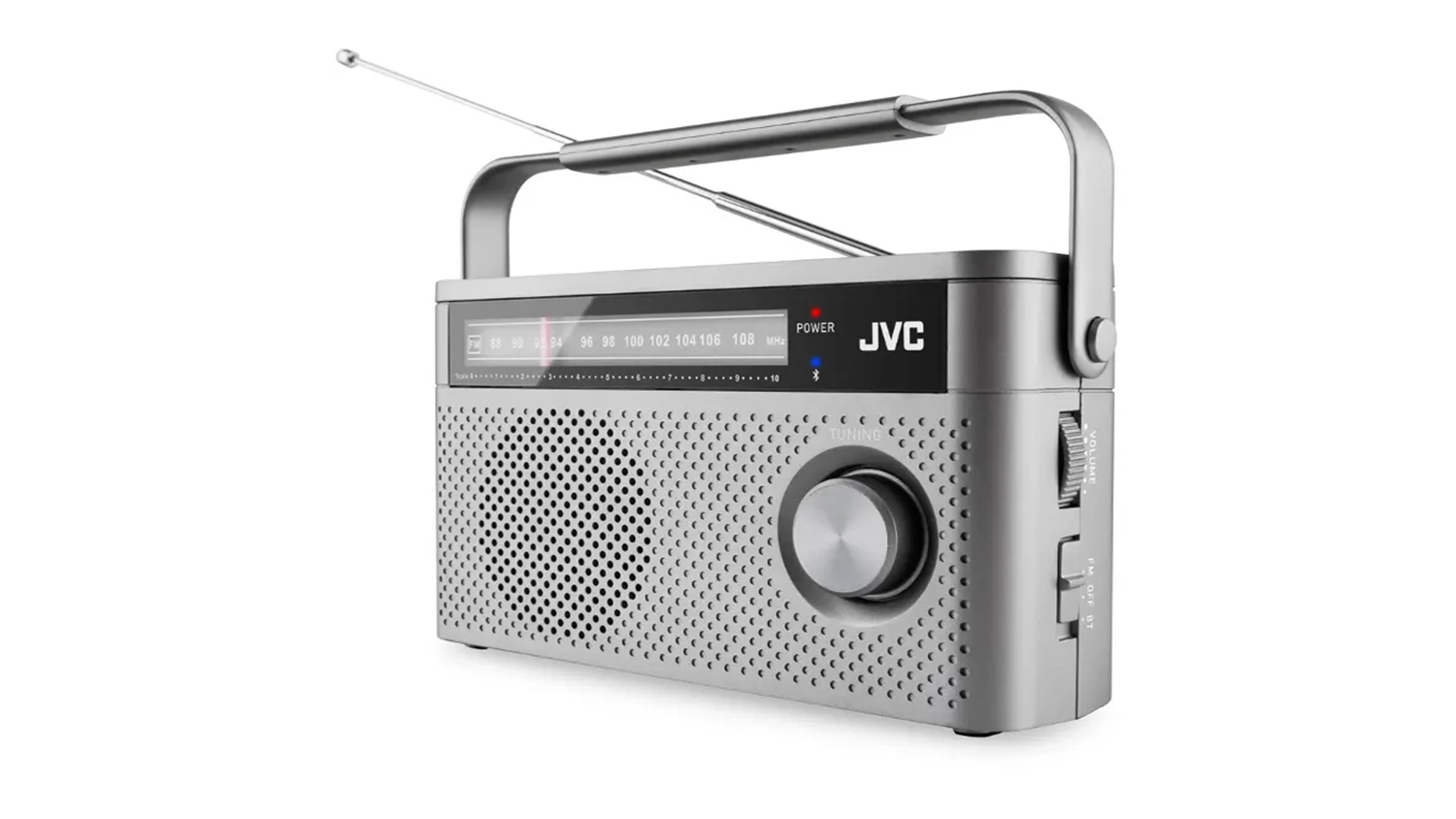 Radiopřijímač JVC RA-E315B šedý – přední šikmý pohled