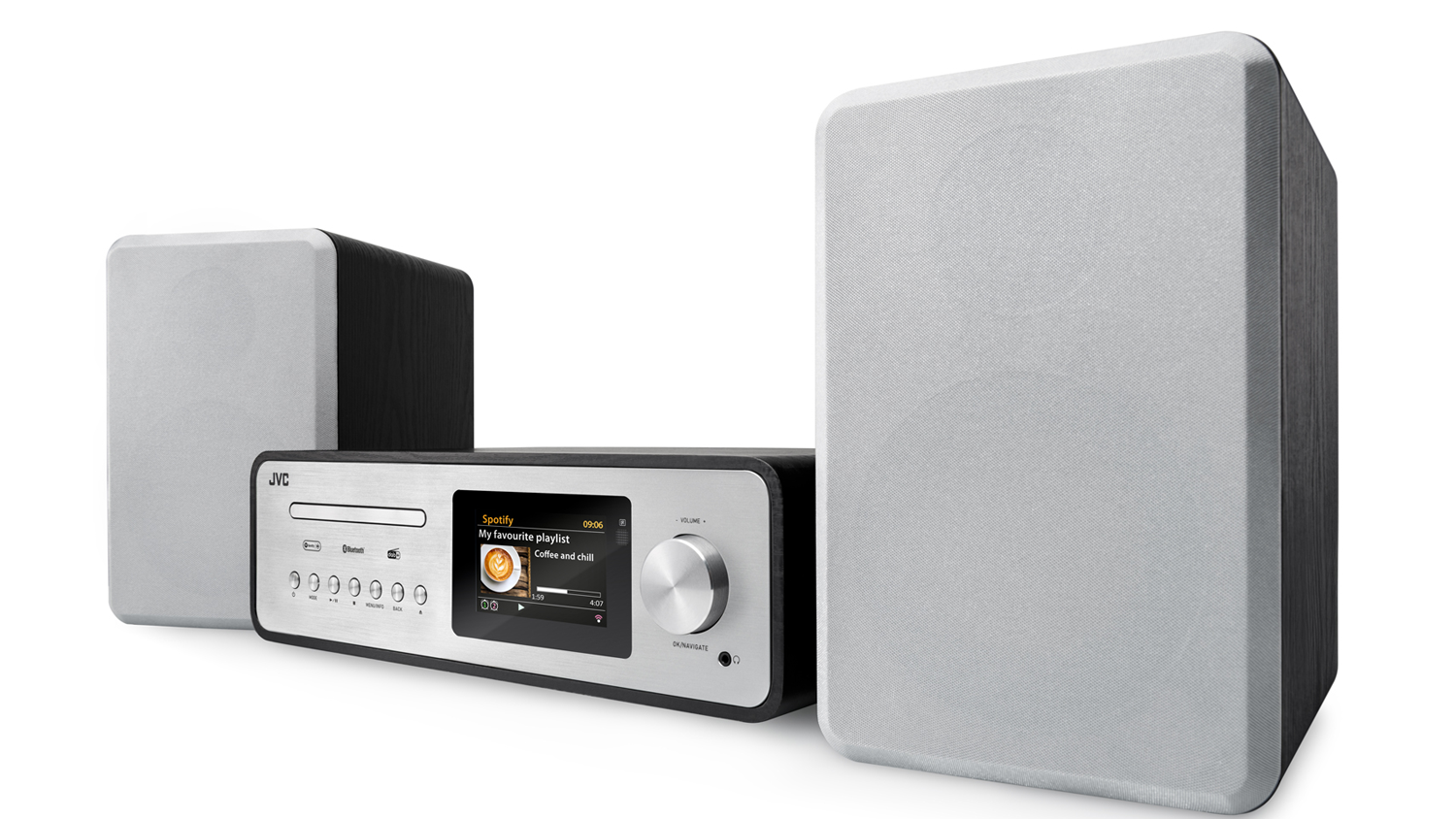 Mikrosystém JVC MX E455S pohled z boku