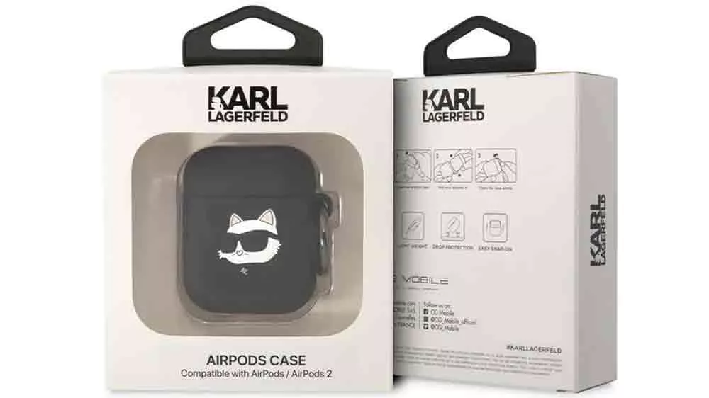 Pouzdro na sluchátka Karl Lagerfeld Silicone Choupette Head 3D Case Black v orifinálním balení_03