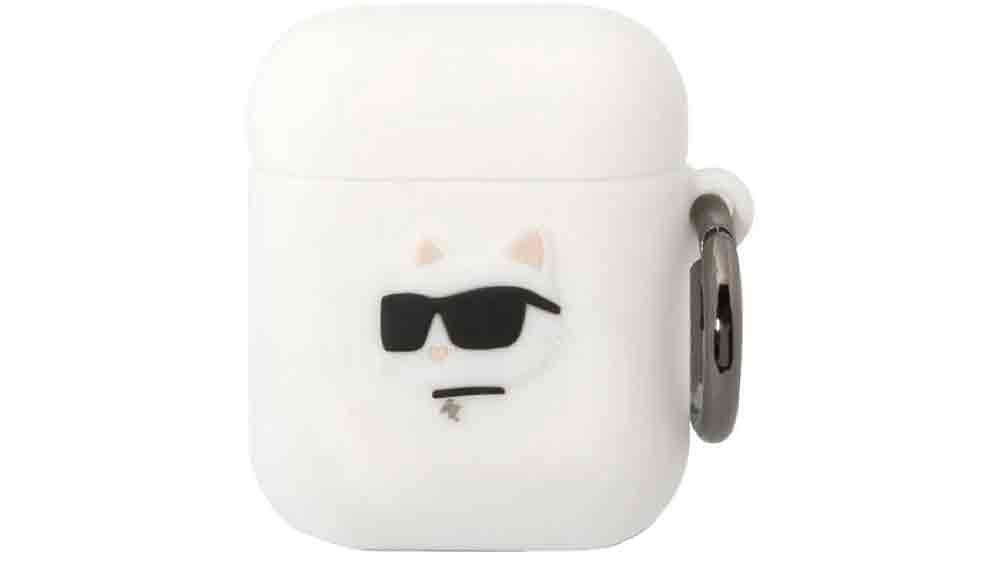 Pouzdro na sluchátka Karl Lagerfeld Silicone Choupette Head 3D Case White_01