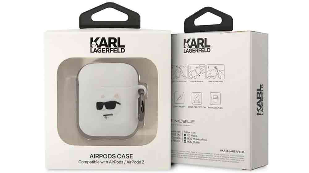 Pouzdro na sluchátka Karl Lagerfeld Silicone Choupette Head 3D Case White v orifinálním balení_03