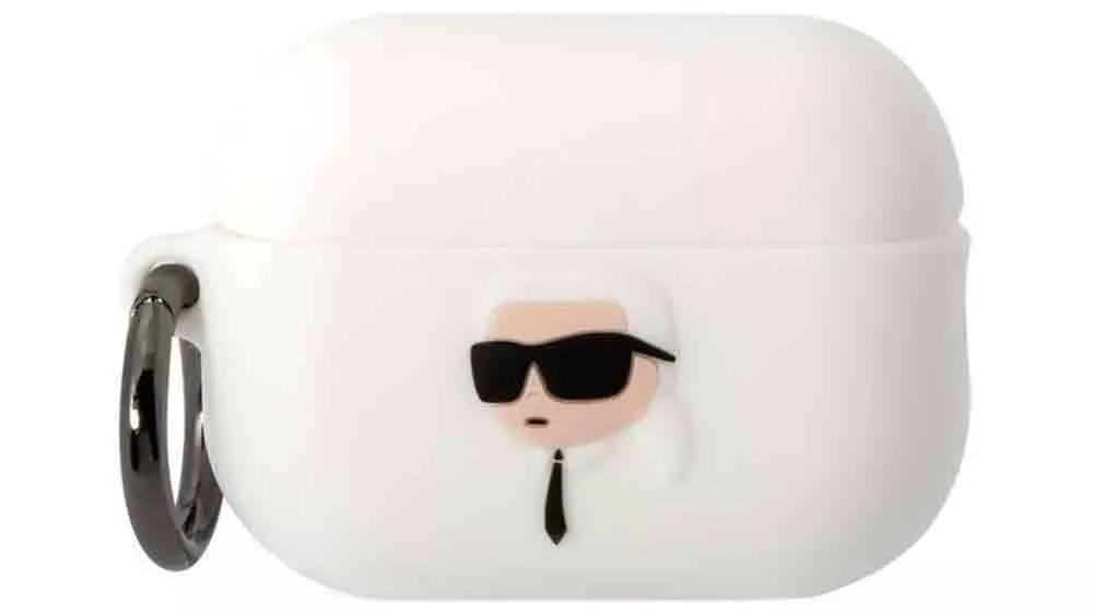 Pouzdro na sluch&aacute;tka Karl Lagerfeld KLAP2RUNIKK 3D Logo NFT Karl Head White_01