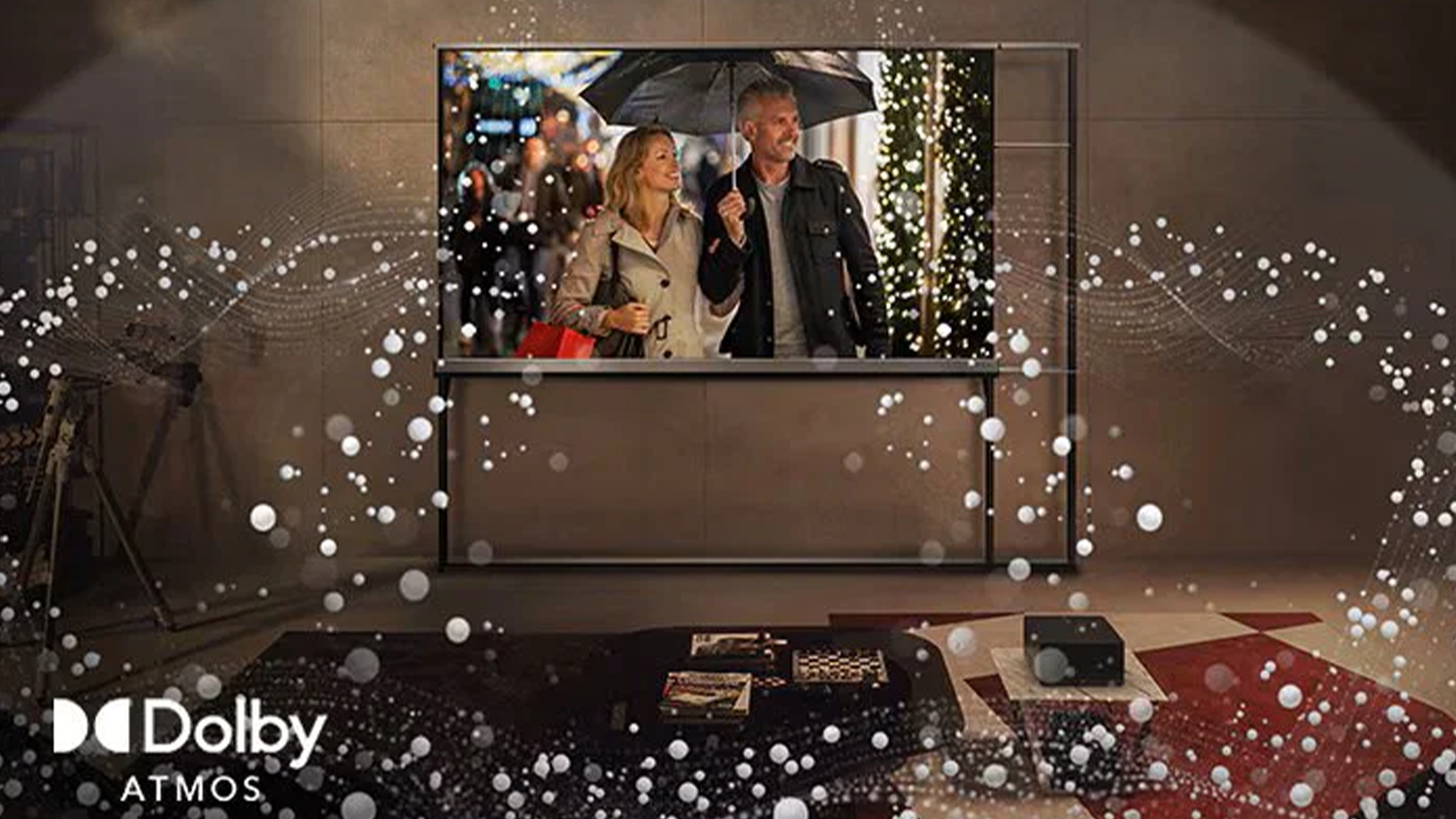 Vizualizace zvuku vych&aacute;zej&iacute;c&iacute;ho z televize LG OLED77T49LA SIGNATURE