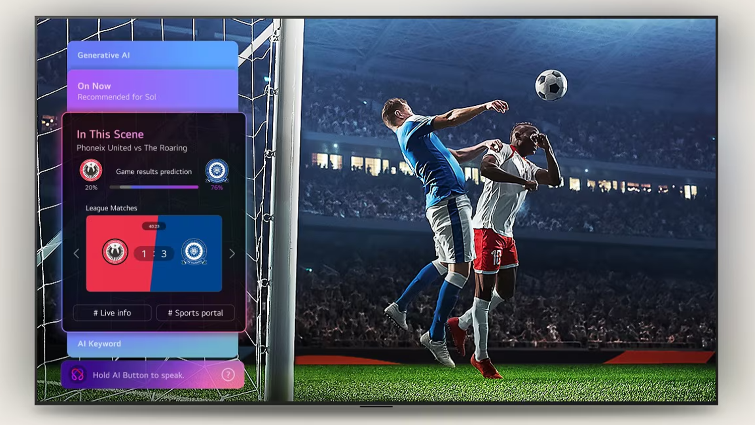 Sportovn&iacute; přenos na televizi LG