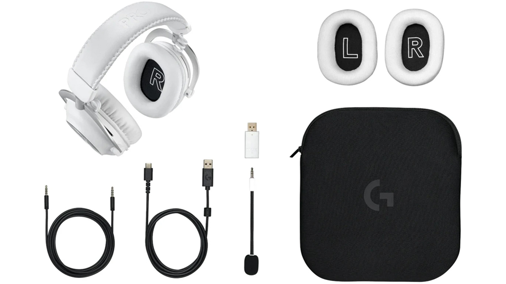 Herní bezdrátová sluchátka Logitech PRO X 2 Lightspeed bílá kabely a pouzdro_04