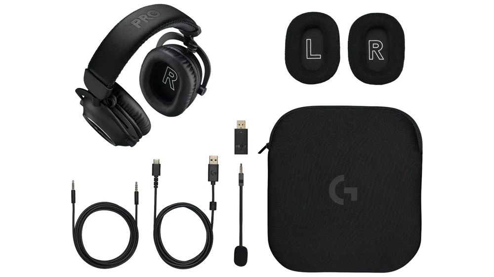 Herní bezdrátová sluchátka Logitech PRO X 2 Lightspeed černá kabely a pouzdro_04
