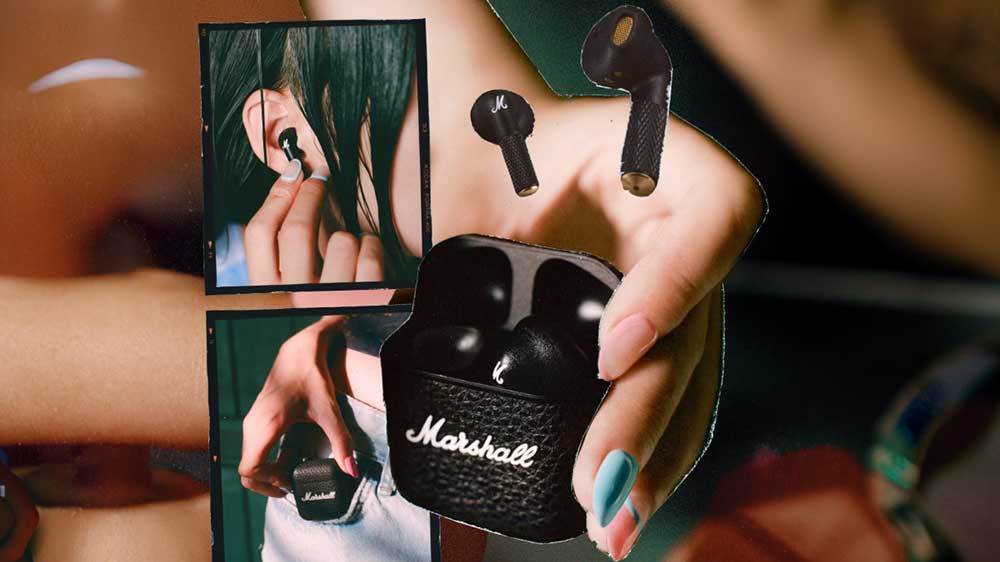 Koláž fotek s bezdrátovými sluchátky Marshall Minor IV_02