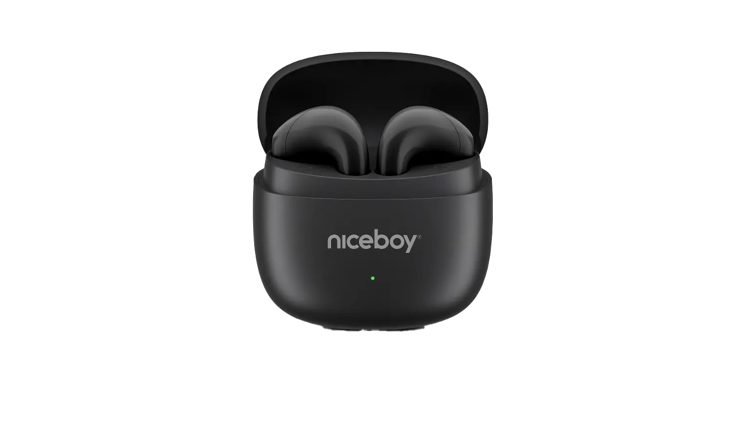 Bezdrátová sluchátka Niceboy Beans 5 POP Black v pouzdře – pření pohled