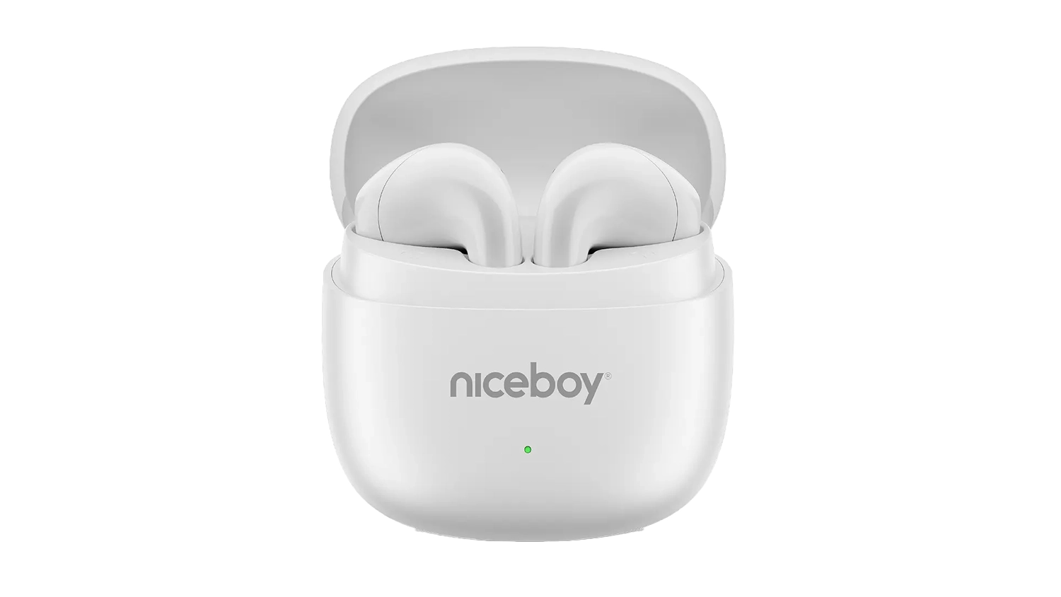 Bezdr&aacute;tov&aacute; sluch&aacute;tka Niceboy Beans 5 POP White v pouzdře &ndash; přen&iacute; pohled