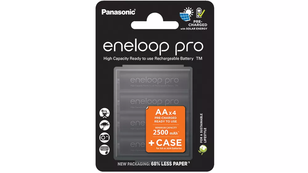 Panasonic &ndash; Eneloop PRO N HR6 AA 2500 4BP Rechargeable + AA/AAA Case