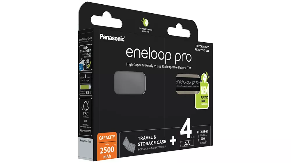 Panasonic &ndash; Eneloop PRO N HR6 AA 2500 4BP Rechargeable + AA/AAA Case