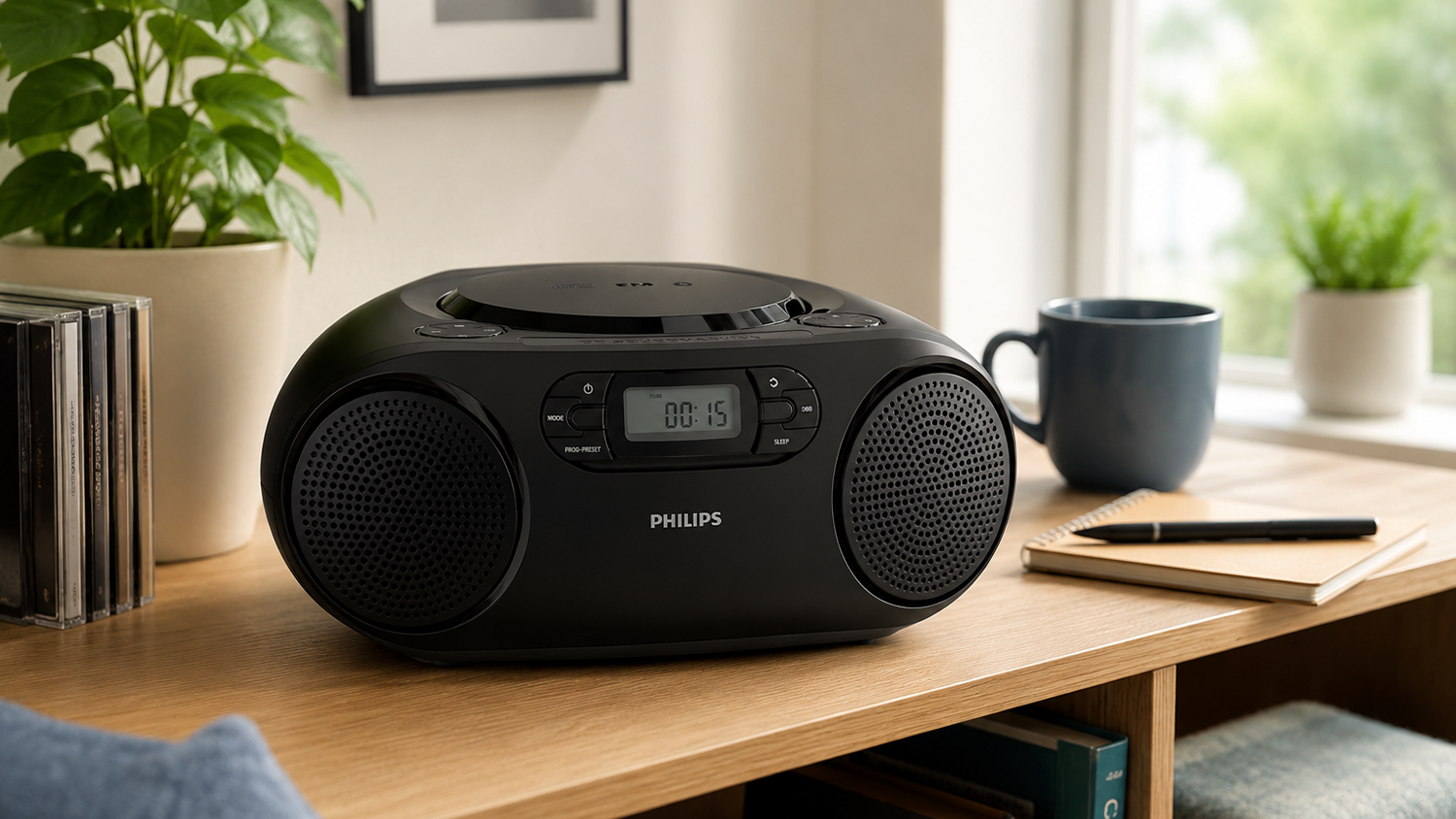 Rádioprijímač s CD Philips TAZ2000B/10 v obývacej izbe