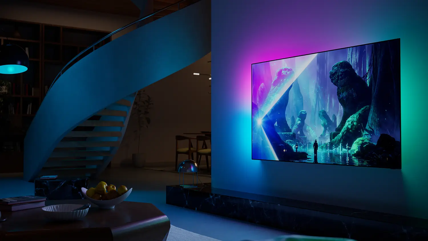 Televize Philips s podv&iacute;cen&iacute;m Ambilight