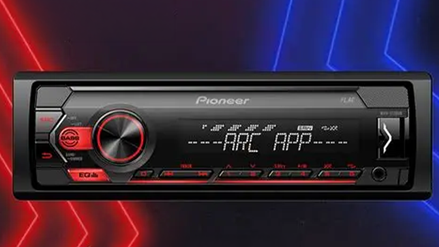 Autor&aacute;dio Pioneer MVH-S120UB na dizajnovom pozad&iacute;