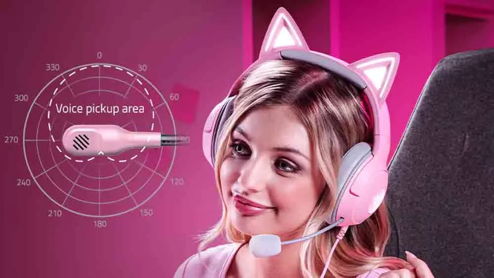 Žena s hernými slúchadlami Razer Kraken Kitty V2_02