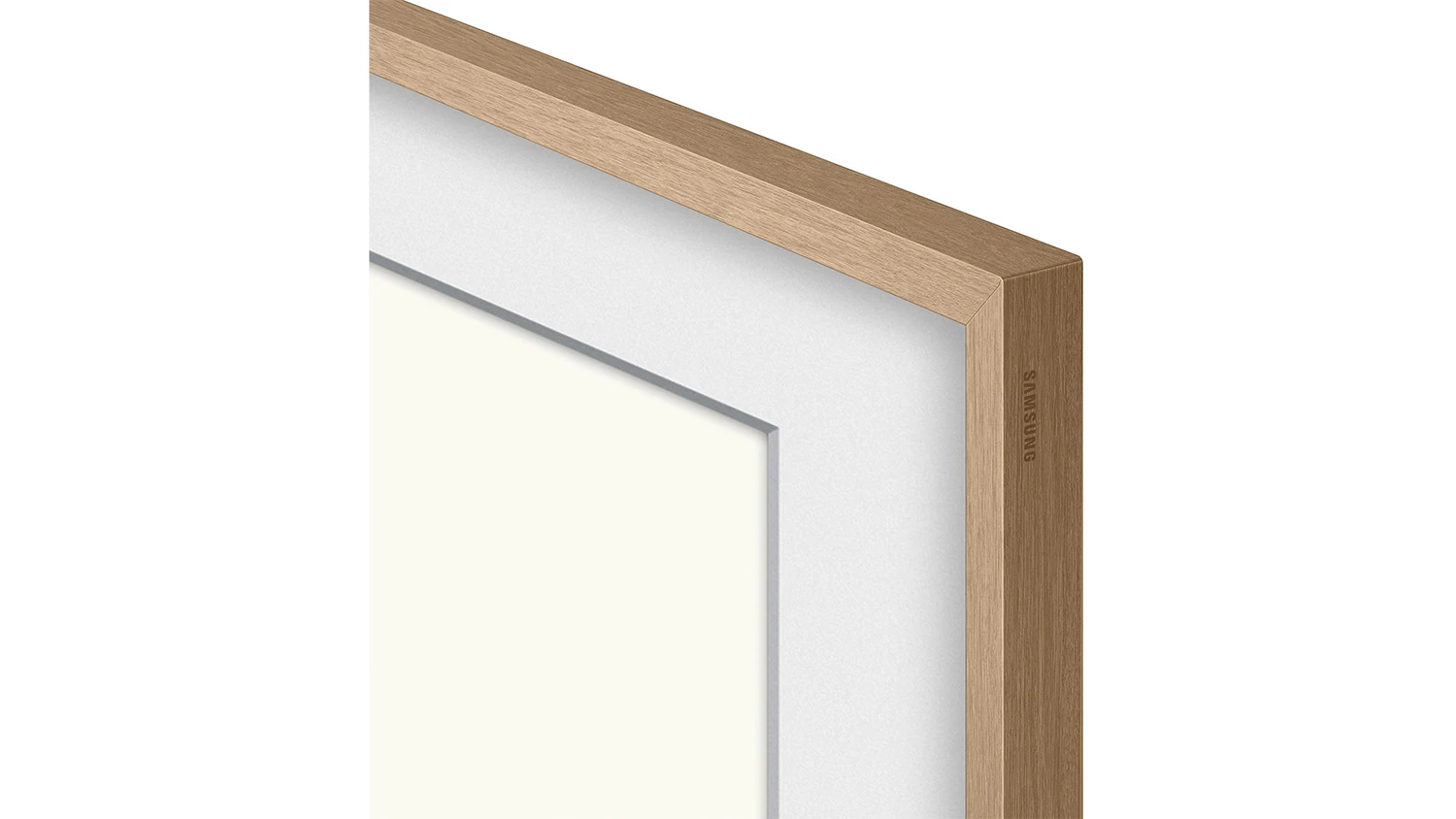 Rám TV Samsung The Frame VG-SCFA43TKB teak na bílém pozadí zobrazující celkový design