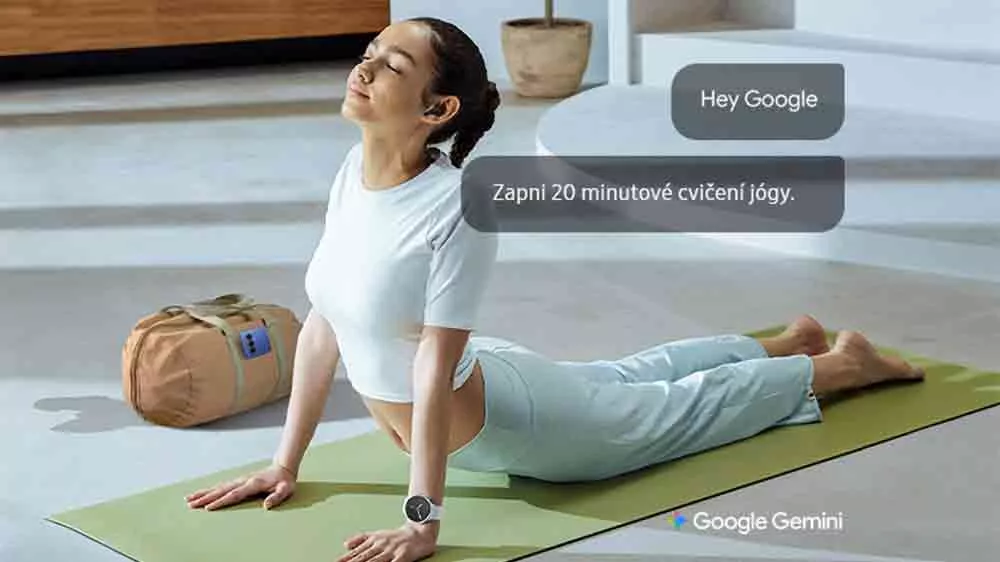 Žena připravena cvičit jógu a komunikuje s Gemini_08