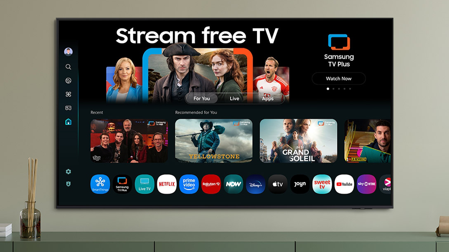 Samsung QE100QN80F TV s One UI Tizen