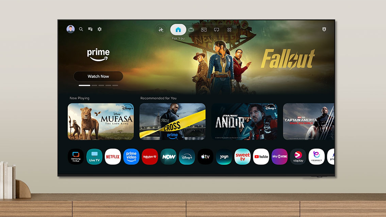 Neo QLED SMART televize Samsung QE65QN70H s nabídkou streamovacích platforem