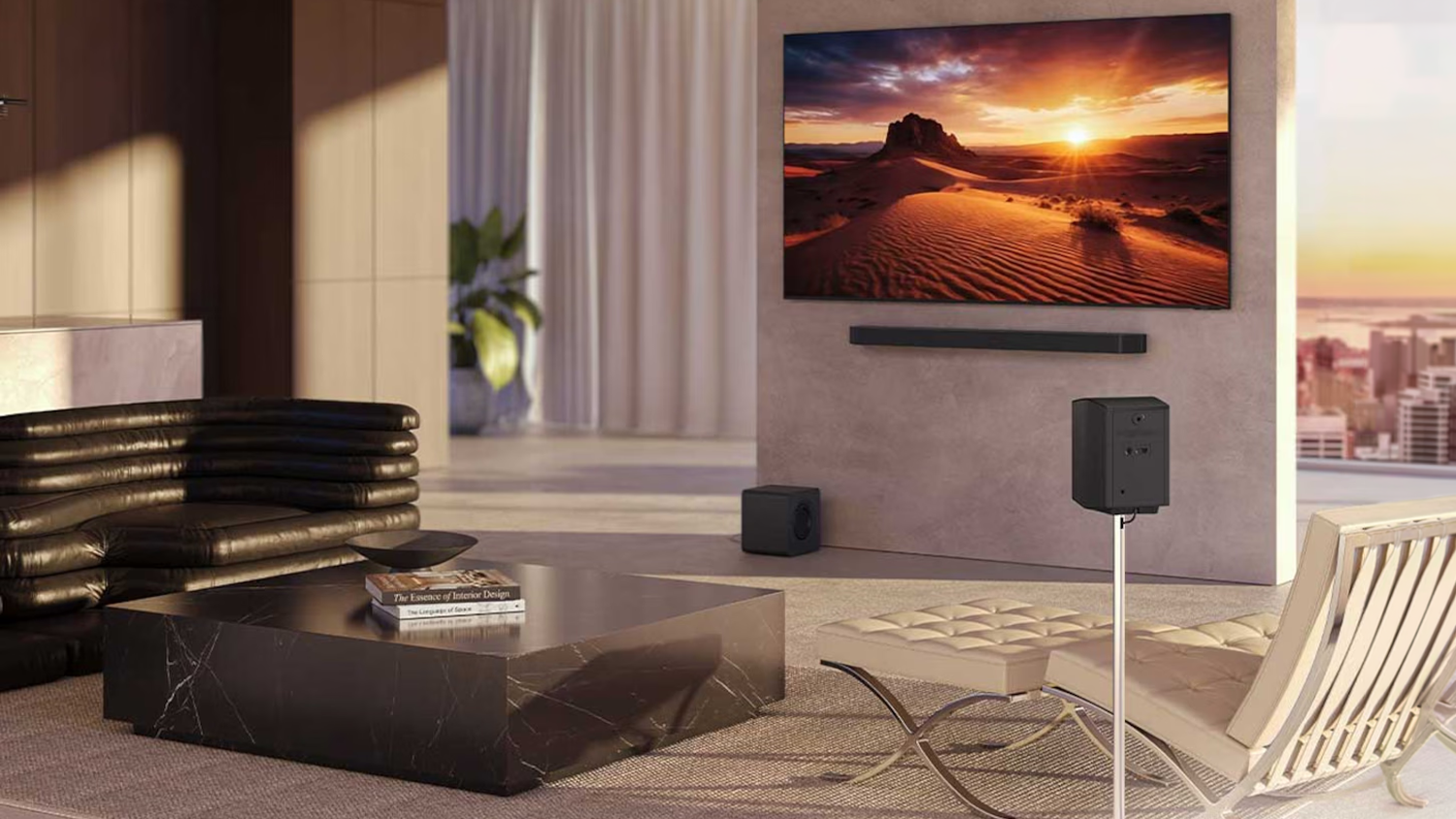 Soundbar Samsung HW-Q990H a televízor v interiéri