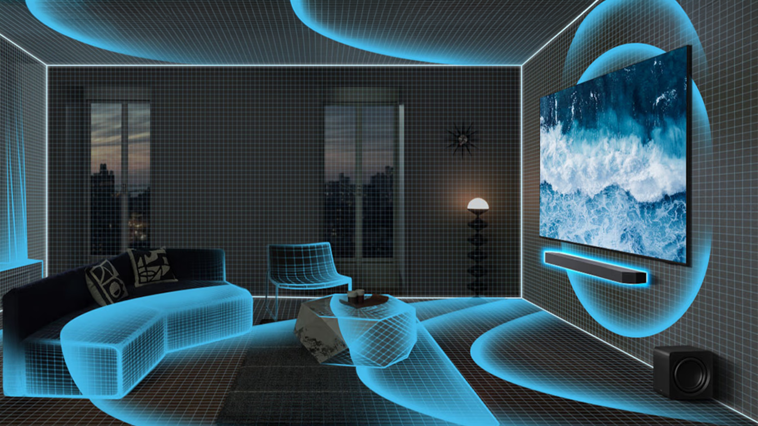 Vizualizácia technológie SpaceFit Sound Pro