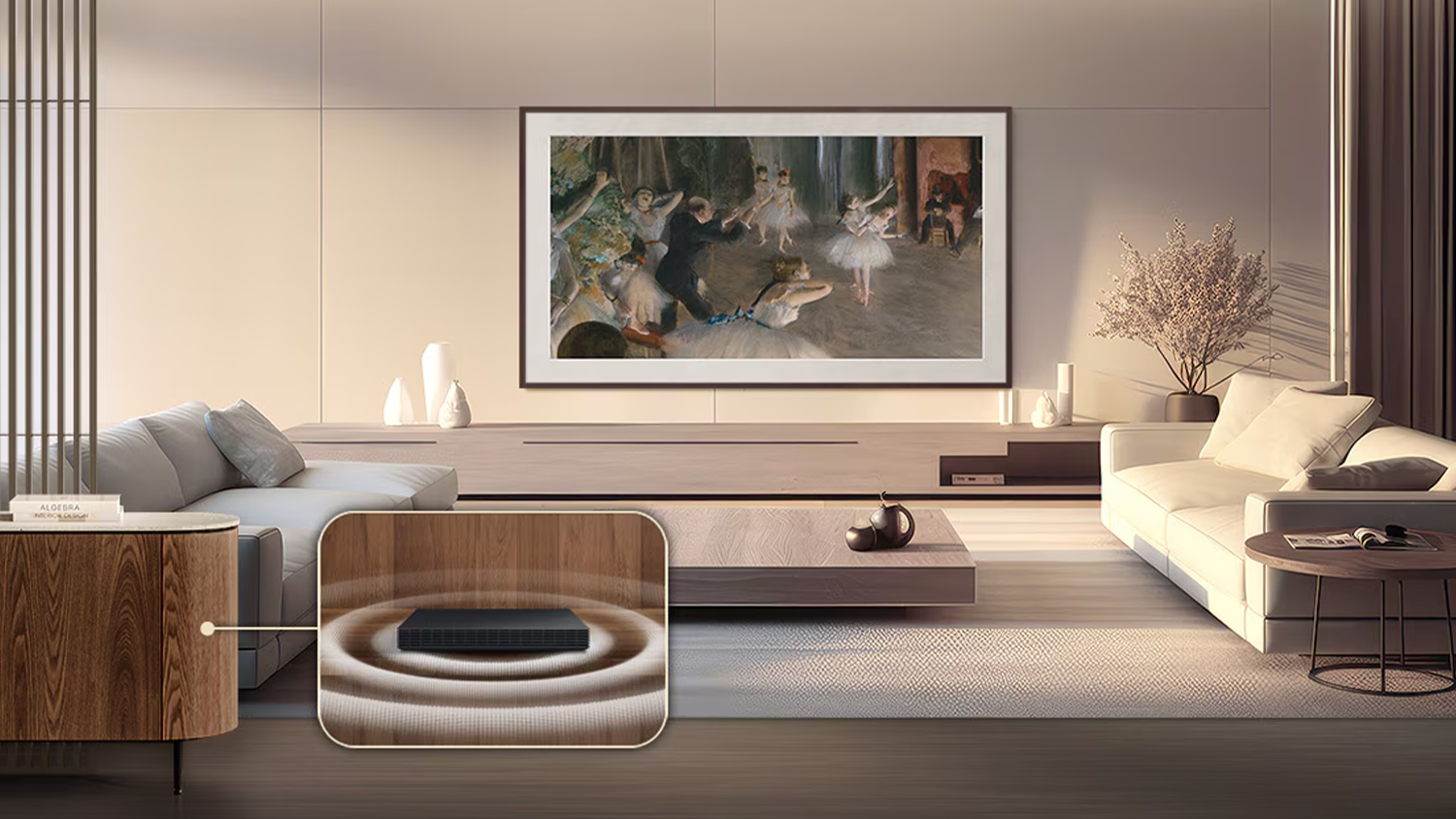 Neo QLED telev&iacute;zia Samsung The Frame Pro QE85LS03HW spl&yacute;va s priestorom ako umeleck&eacute; dielo