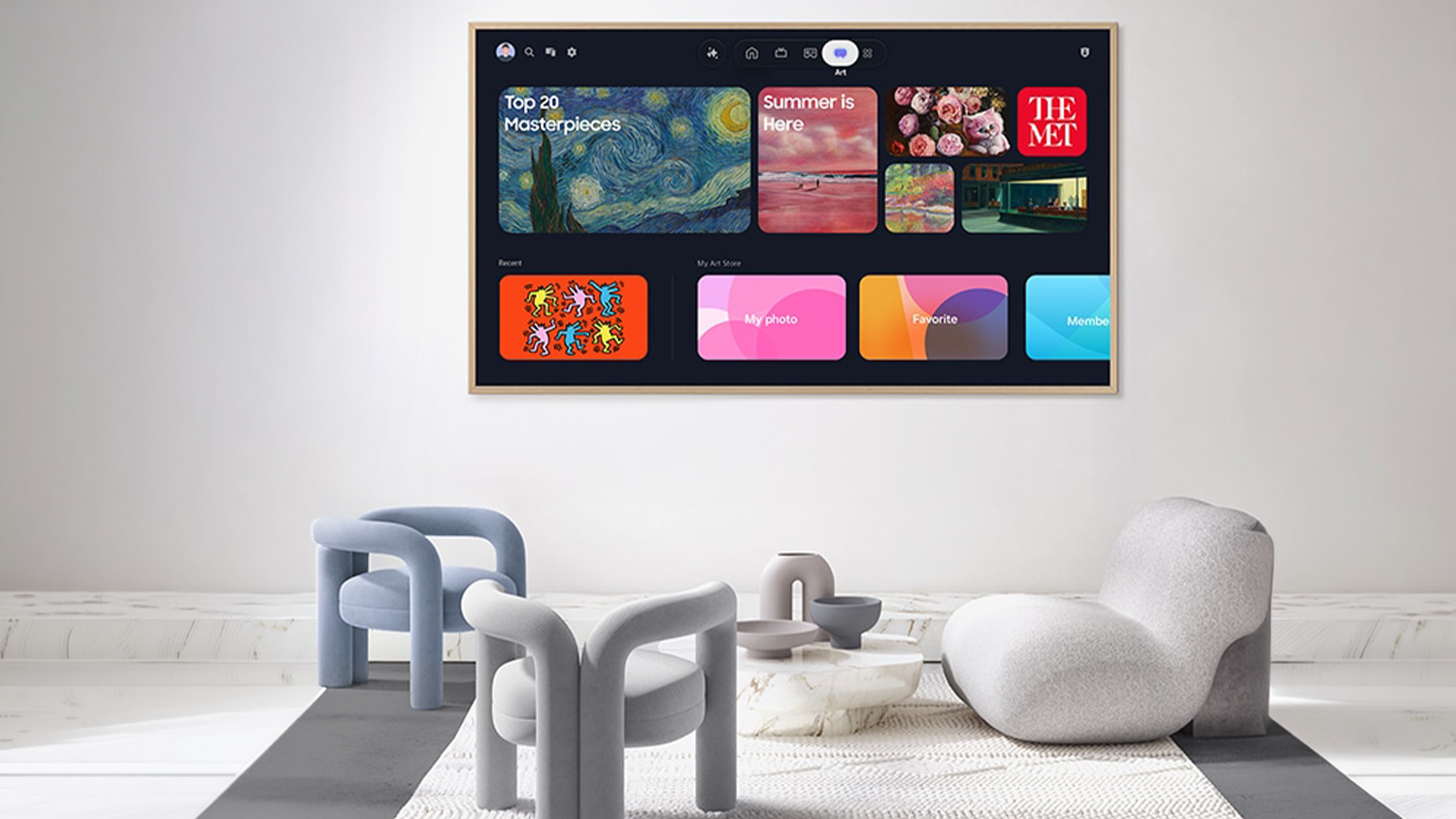 Neo QLED telev&iacute;zia Samsung The Frame Pro QE75LS03HW s otvorenou gal&eacute;riou Art Home