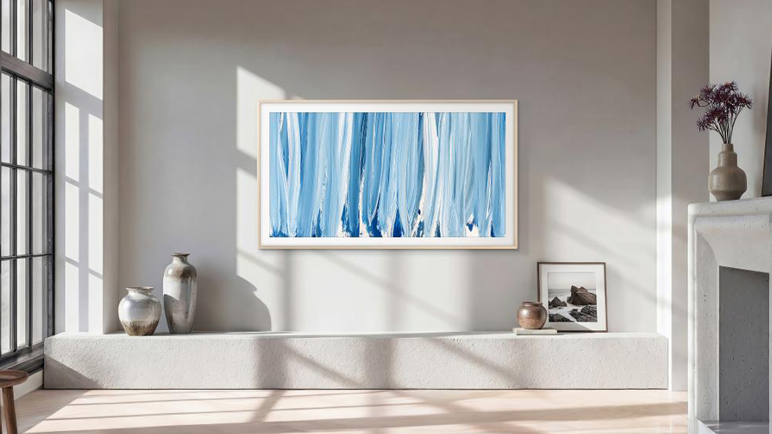 Neo QLED telev&iacute;zia Samsung The Frame Pro QE65LS03HW na zdi