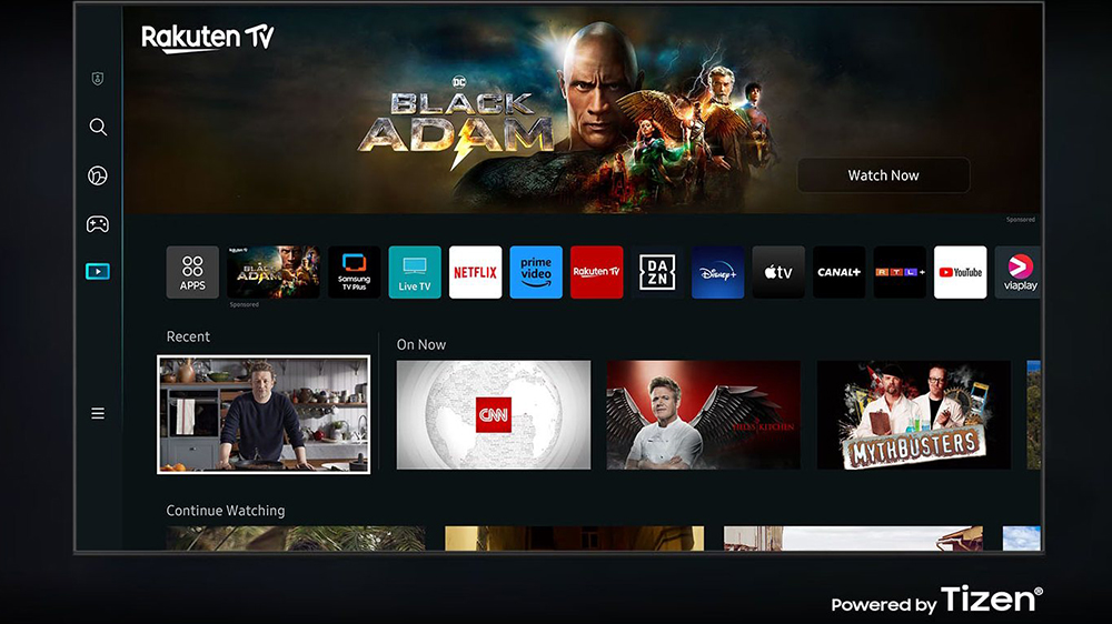 Ilustrační fotka služeb a programů, které QLED televize Samsung podporuje.