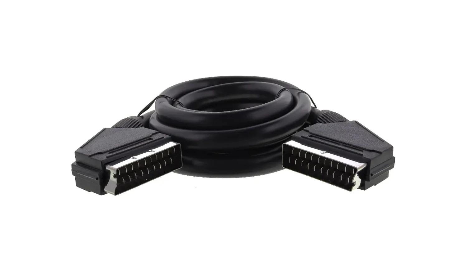 Sencor SAV 113-015 SCART cable showing quality connectors and double shielding for clean signal transmission